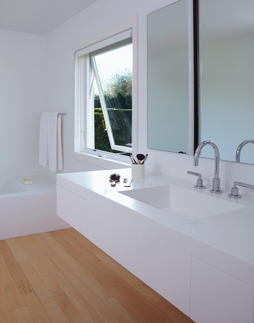 View in a white bathroom