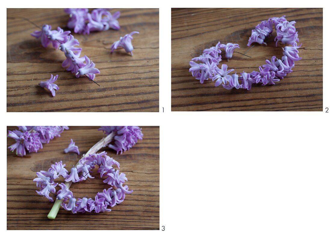 A heart being made from hyacinth flowers