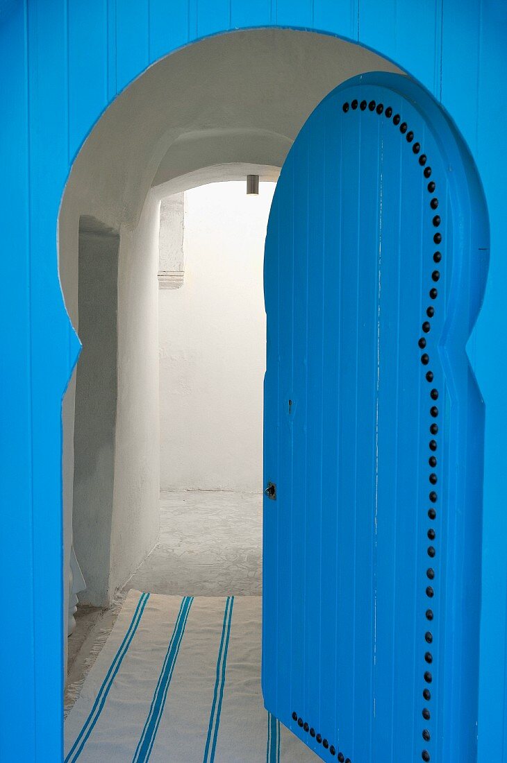 Nordafrikanische Holztür in Blau