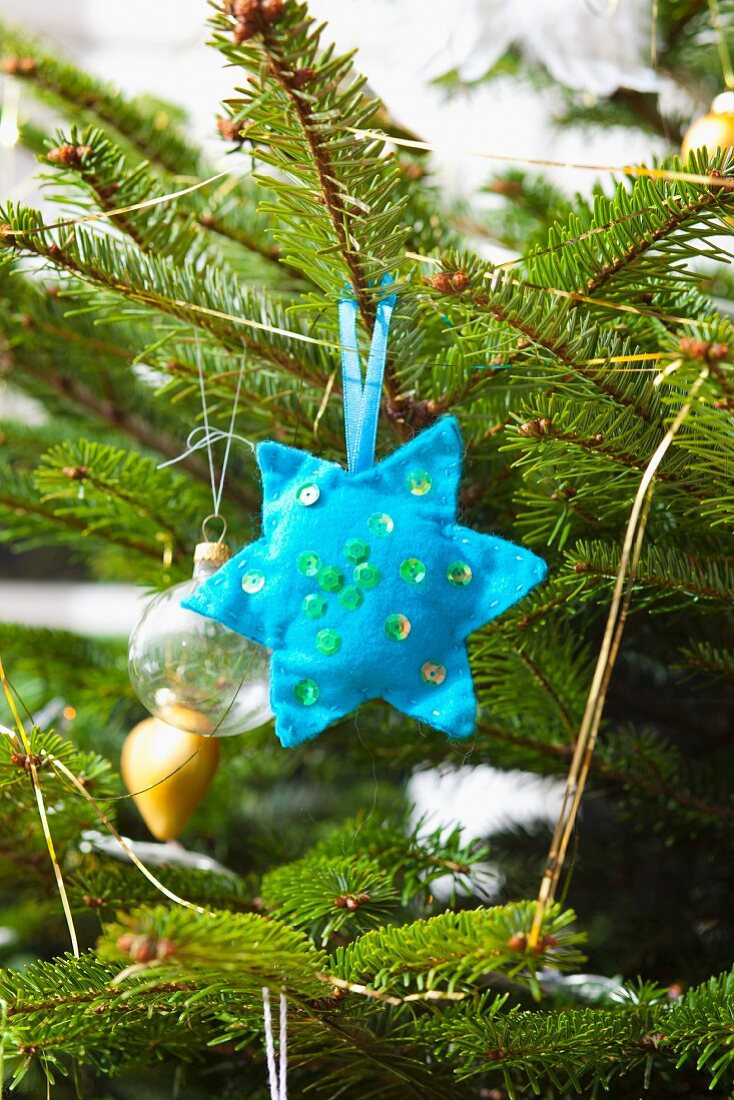 Felt star on Christmas tree
