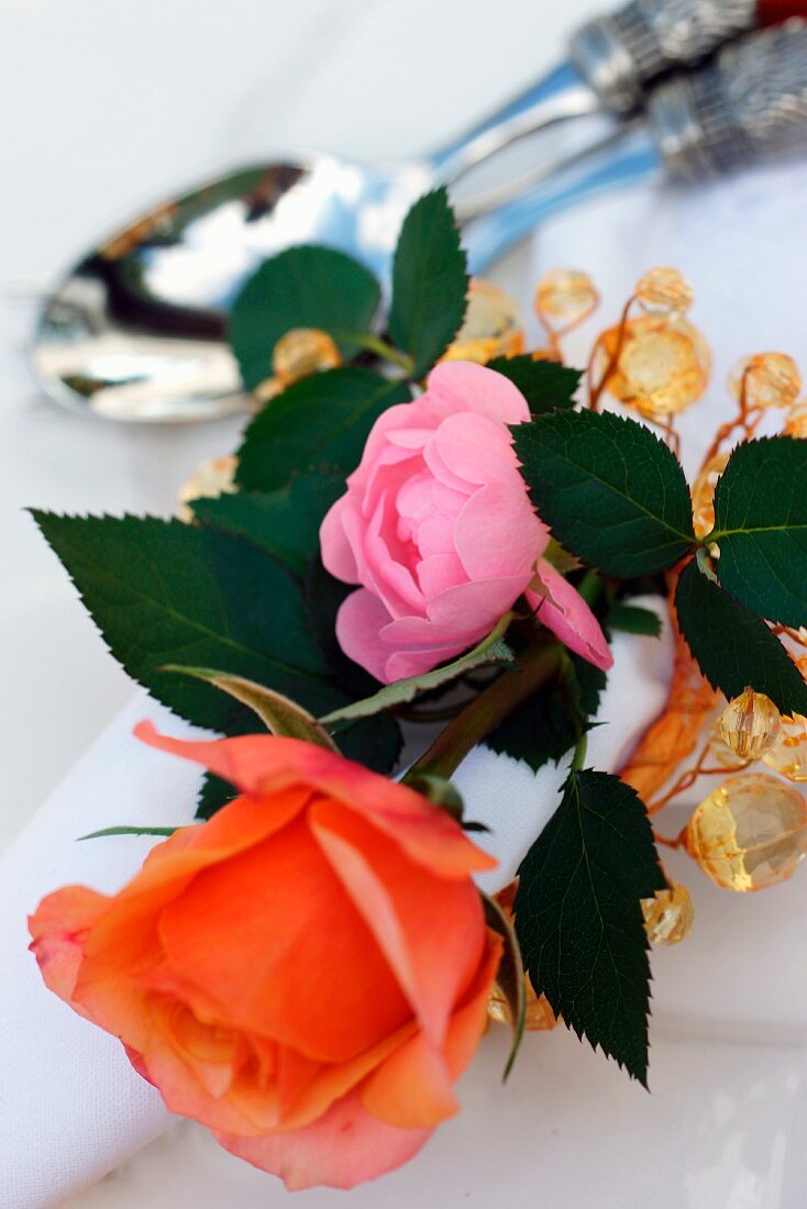 Serviette ring with roses (close up)