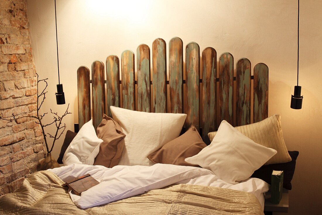 Double Bed With Headboard Made From, Picket Fence Headboard