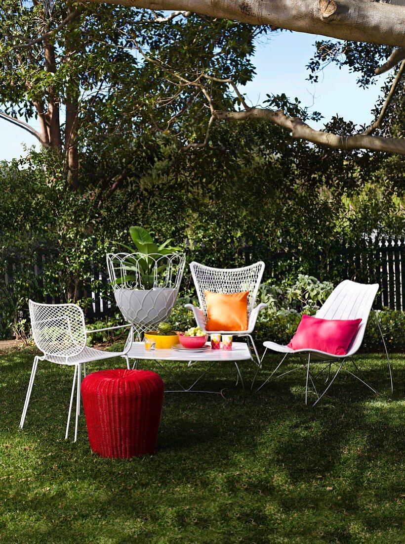 Garden furniture arranged for a summer party