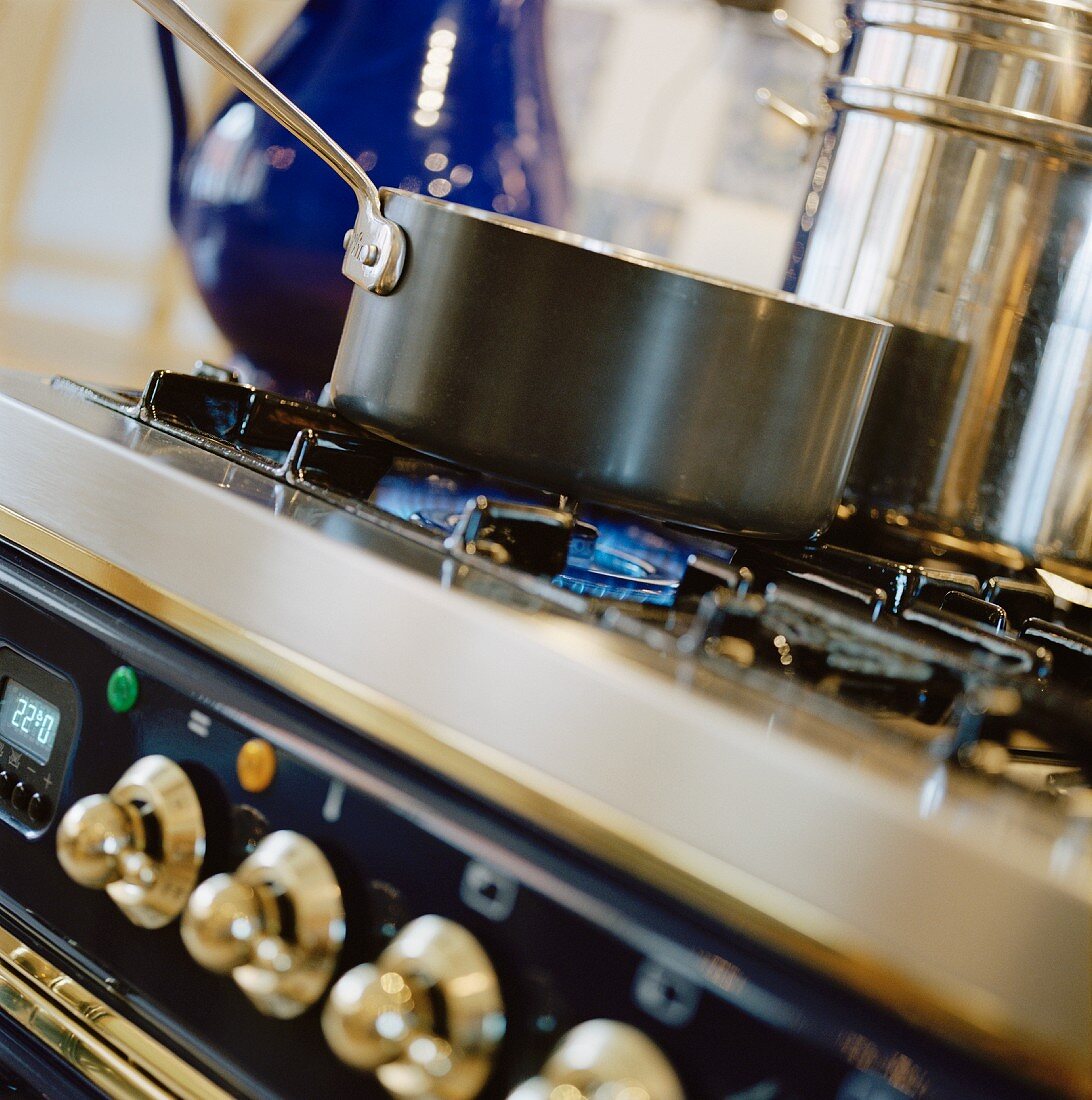 Saucepans on a stove, Sweden.