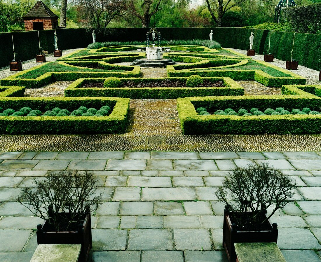 French-style gardens with topiary hedges