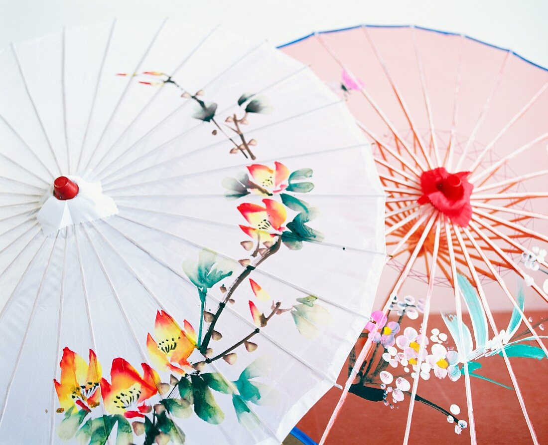 Handbemalte Schirme mit asiatischen Motiven