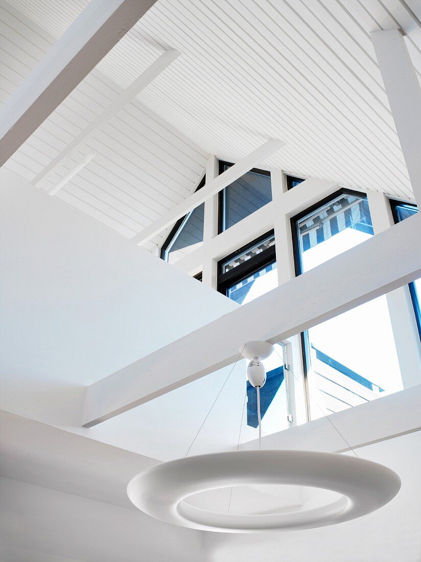 Home interior, a ceiling with a roof ridge, Sweden