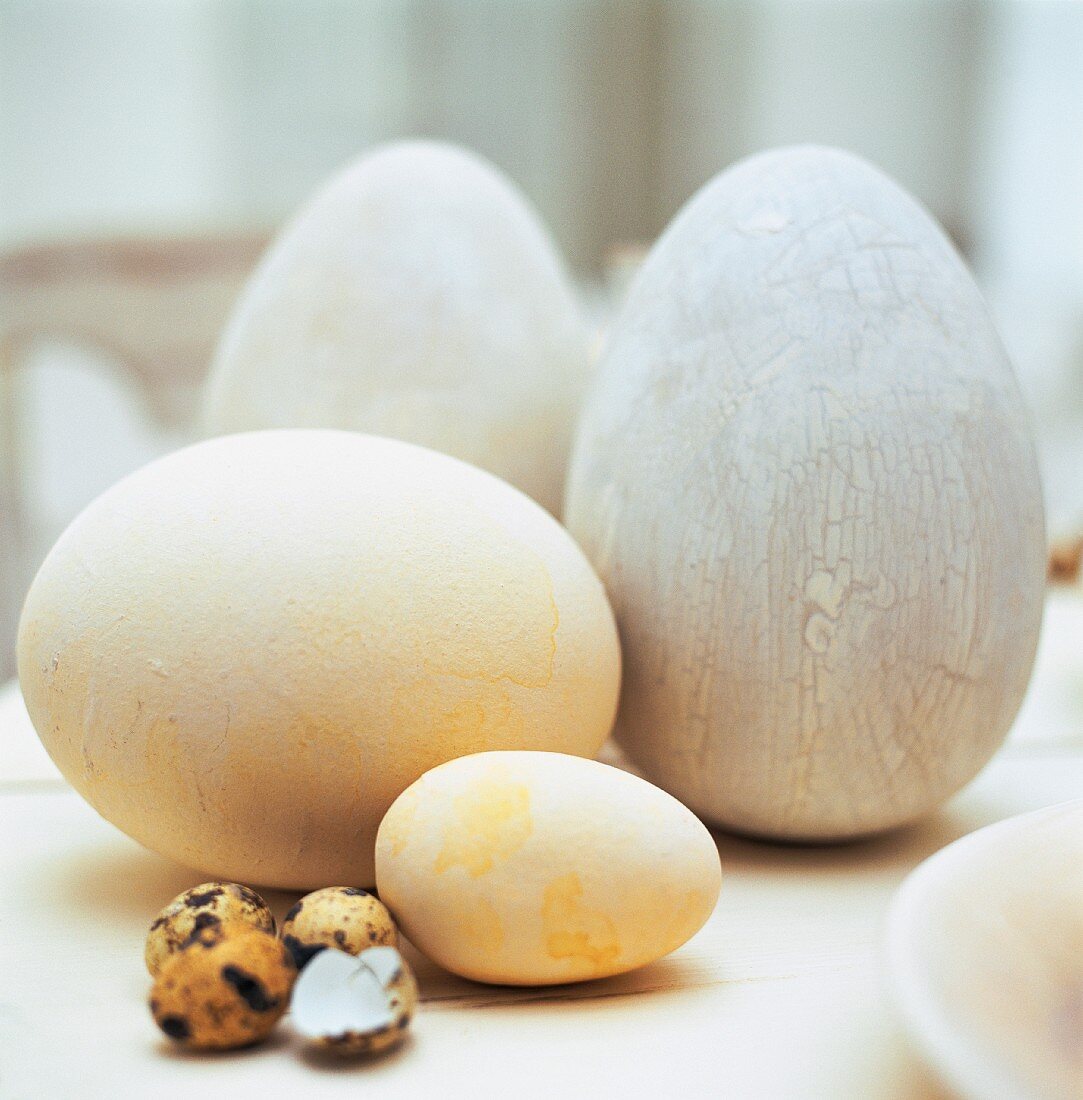Close-up of Easter eggs on table