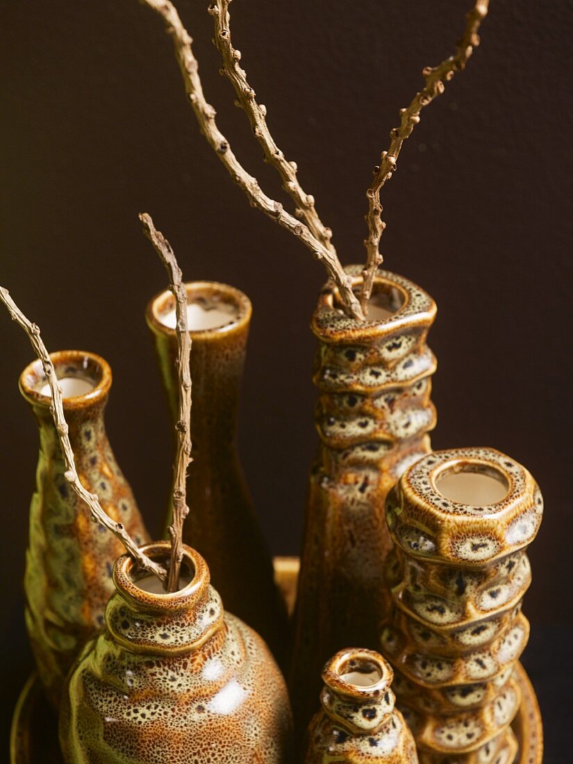 Brown ceramic vases