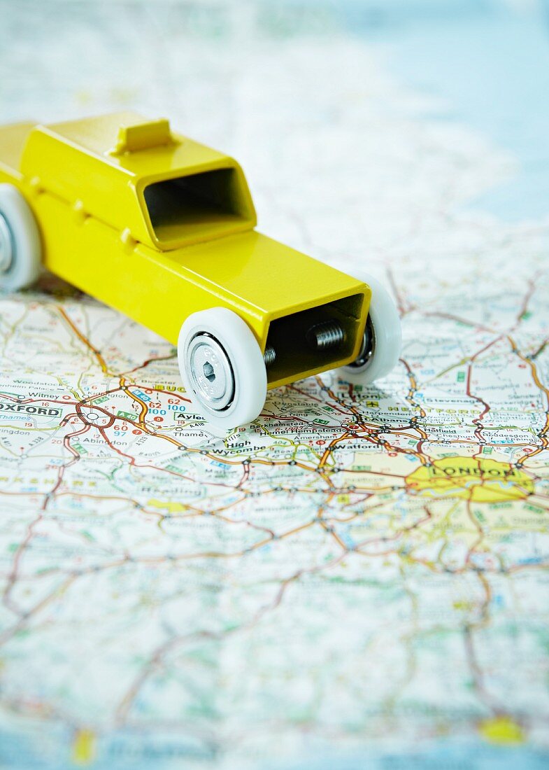 Toy car on map