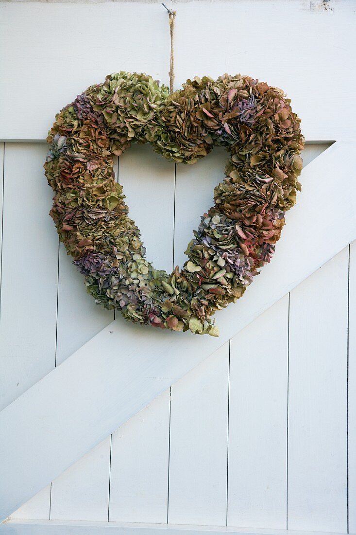Decorative heart made from dried flowers
