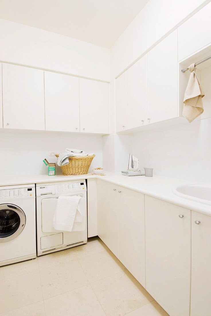 Functional white utility room