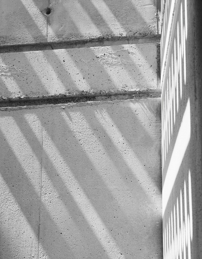 Light and shadows playing on a white wall corner