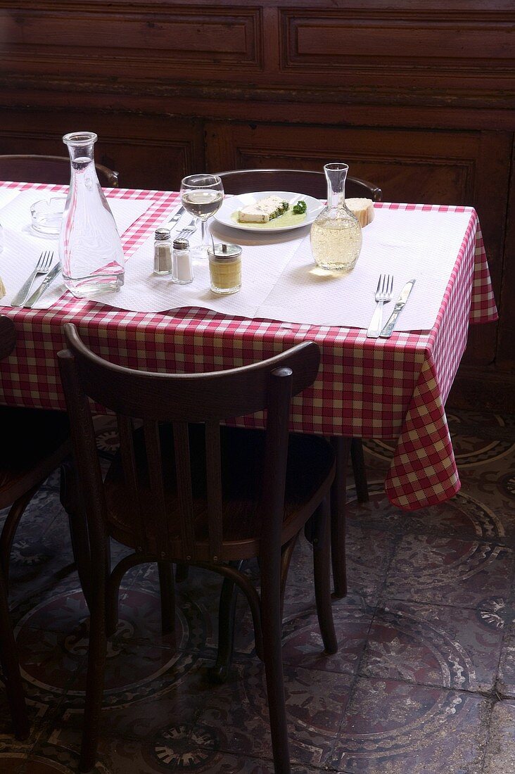 A table laid in a restaurant