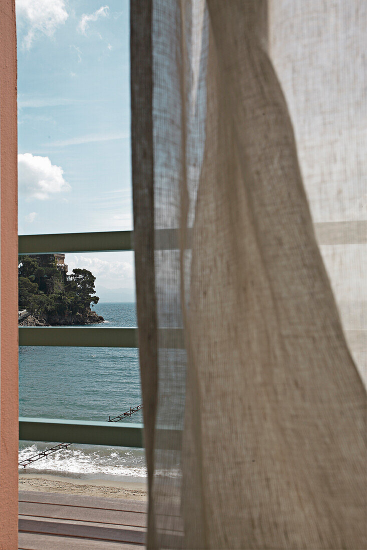 Transparent curtain, sea view