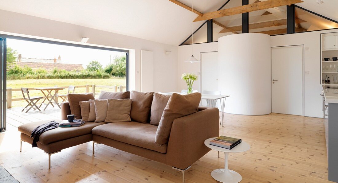 Free-standing corner sofa in living room