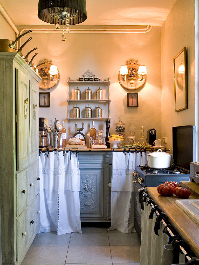 Country-style kitchen with rustic decorative elements