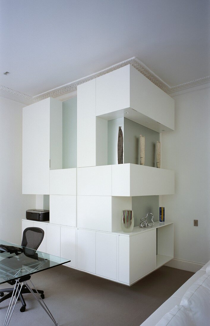 Made-to-measure cupboards with white doors in living room