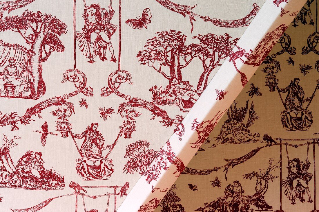 Detail of wallpaper with erotic pattern