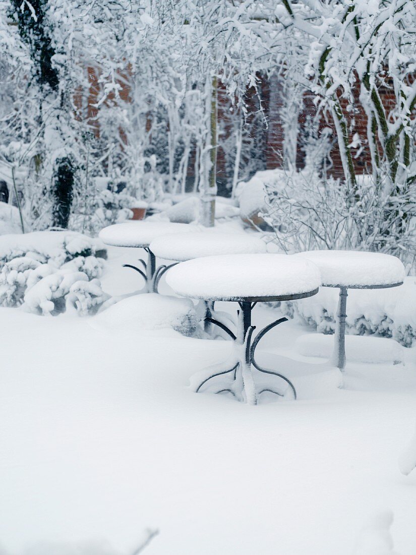 Snowbound garden tables