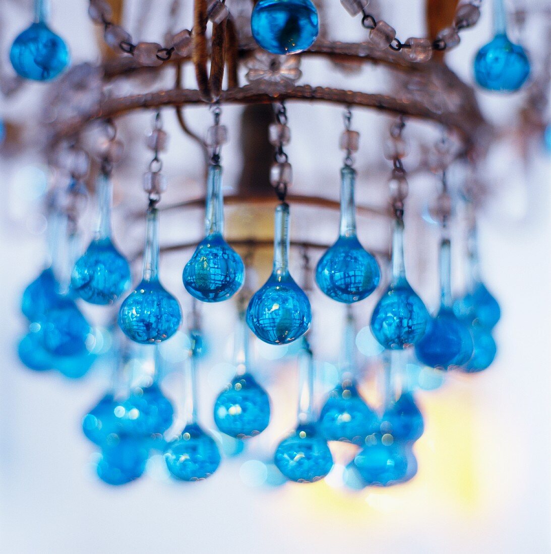 Chandelier with blue glass beads