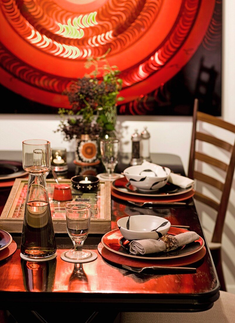 A festively laid Moroccan-style table
