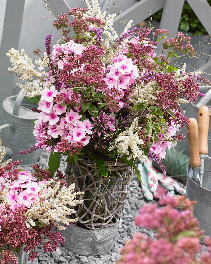 Summer bouquet with pink phlox