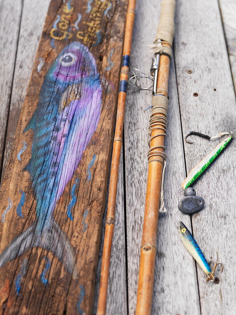 Fishhooks and fishing rod