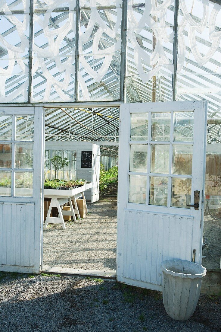 Greenhouse, view of interior through door