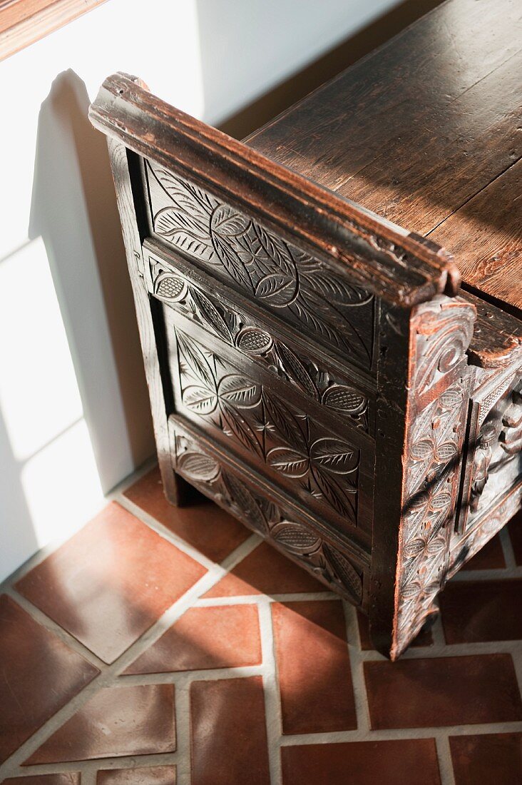 Antique wooden storage bench