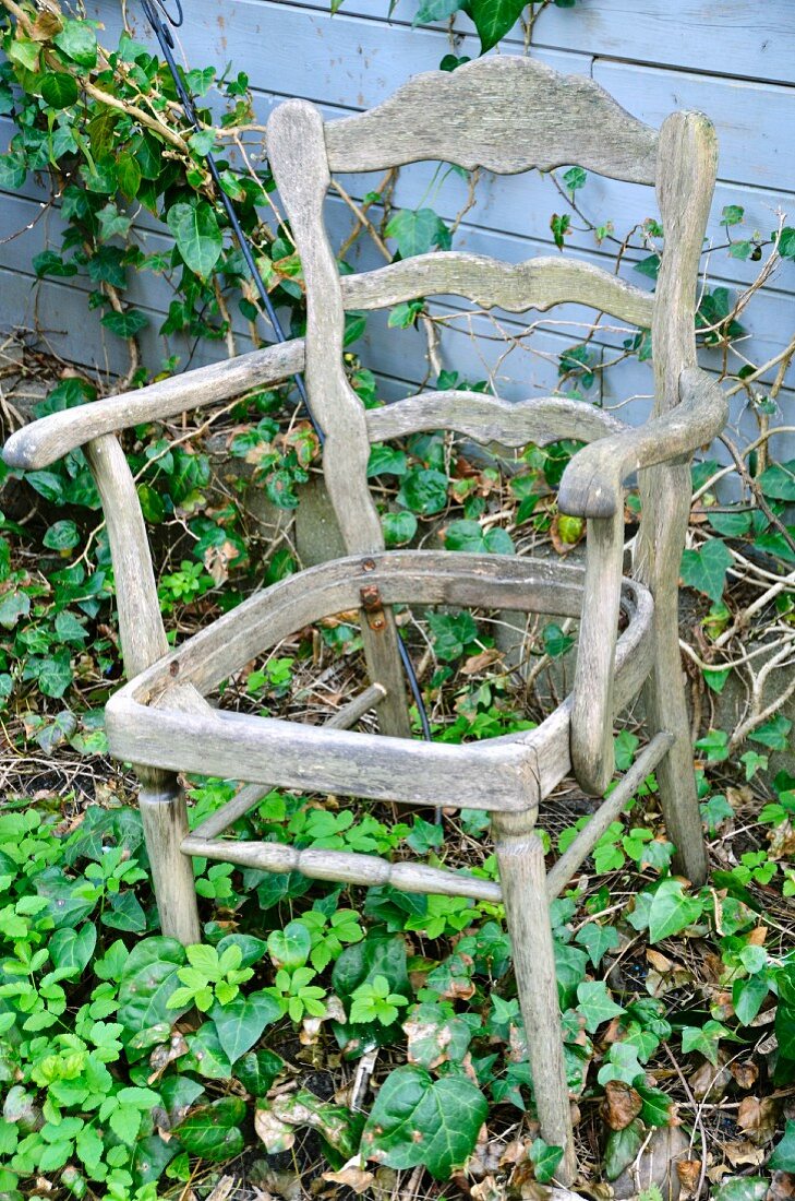 Old wooden chair in garden