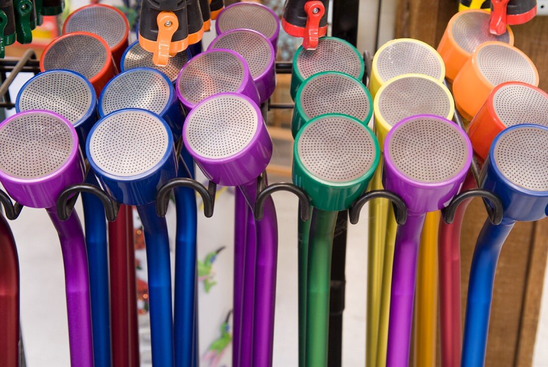 Colourful water sprayers for the garden