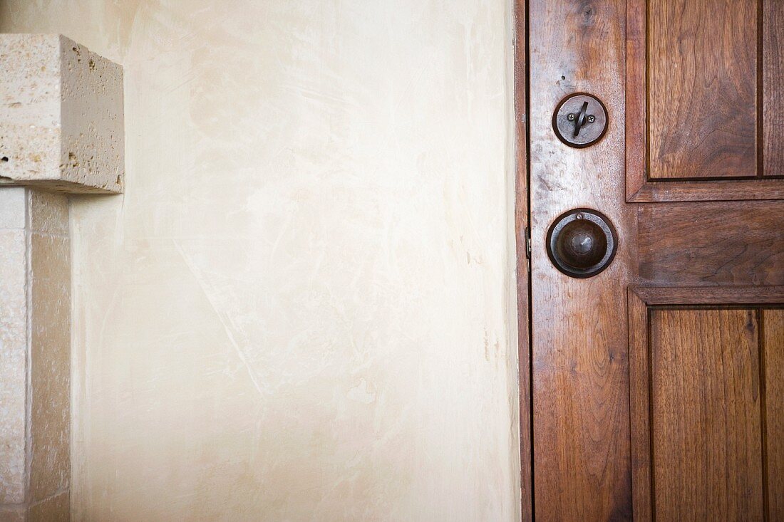 Detail of a oak wooden door