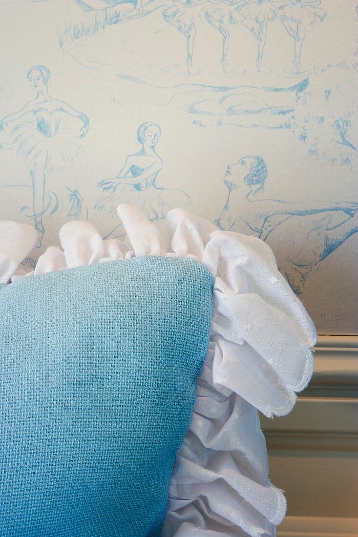 Blue Pillows in Girl's Bedroom
