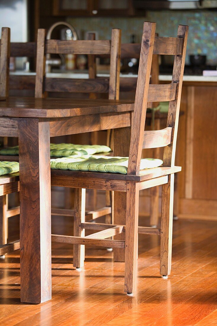 A dining table and chairs