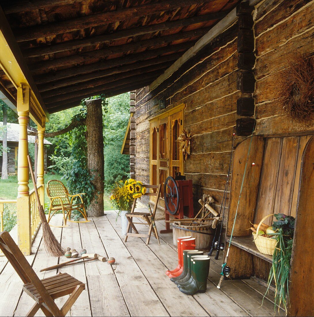 Wooden veranda of farm house