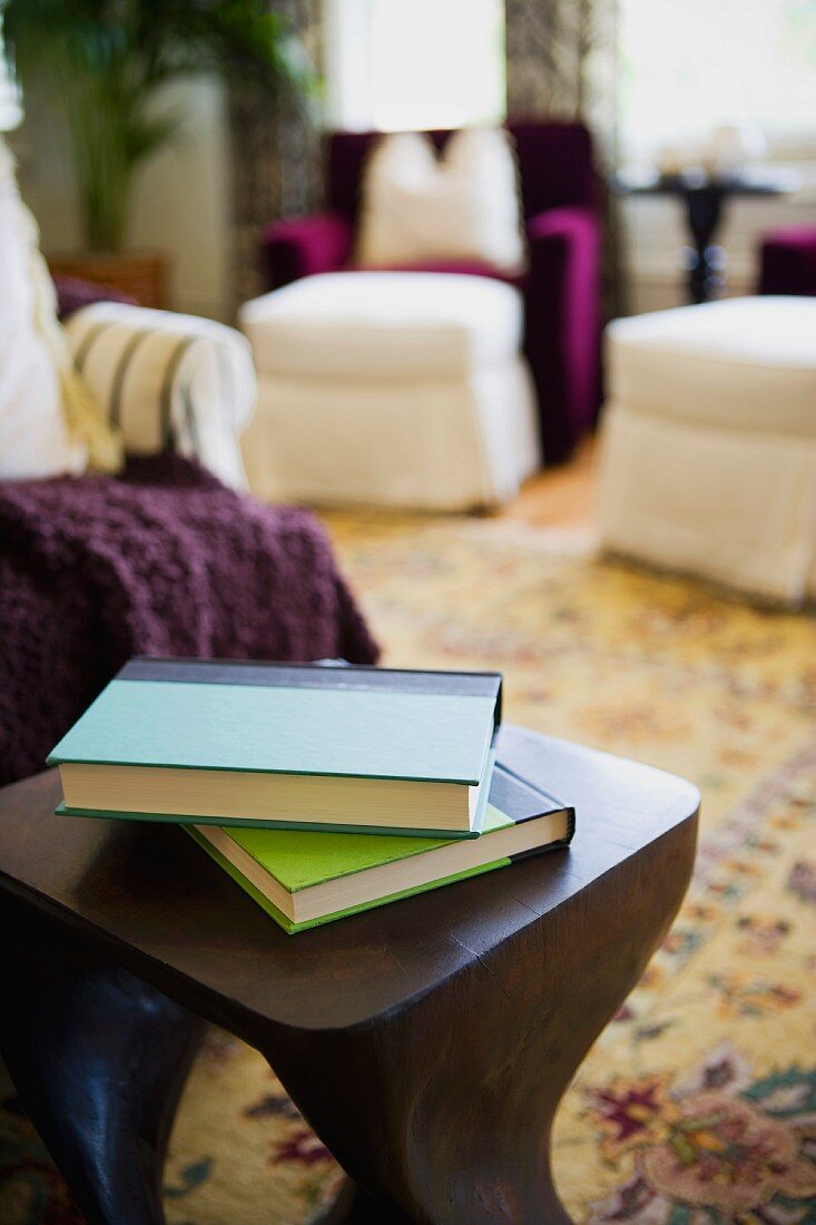 Detail of books on table.