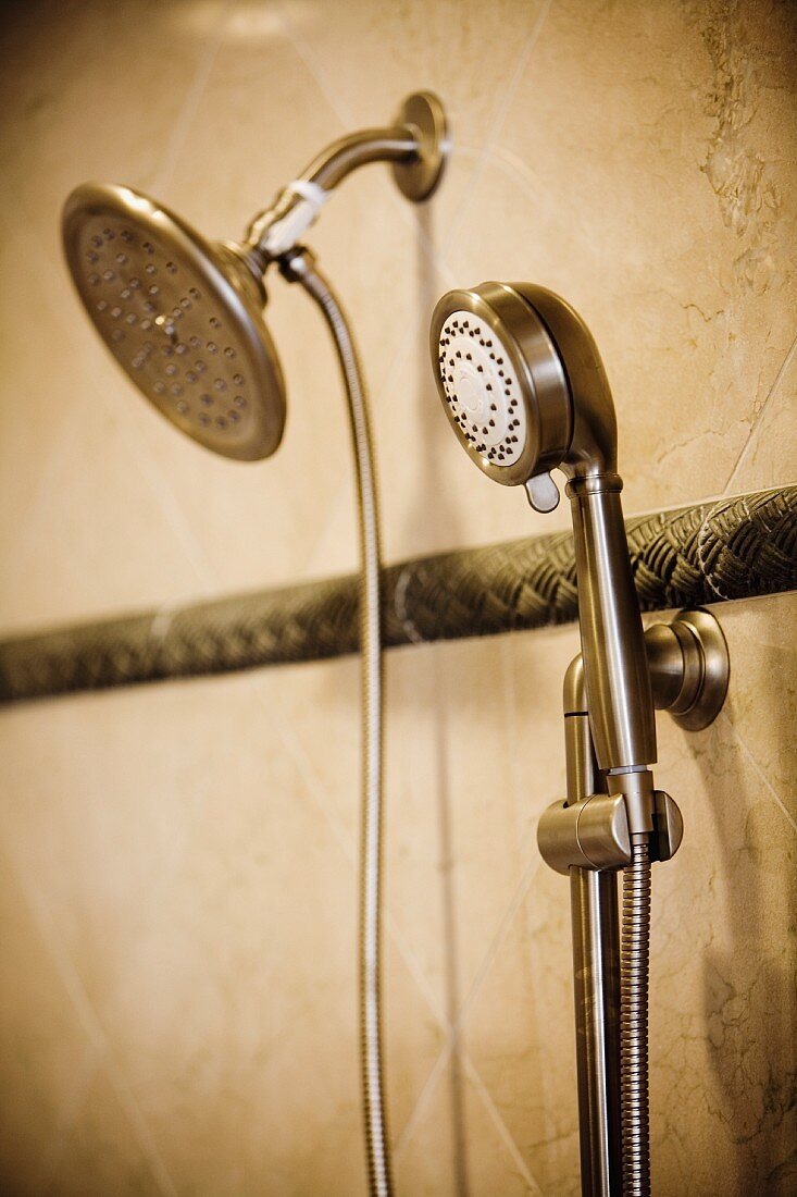 Detail of showerhead and detachable shower head