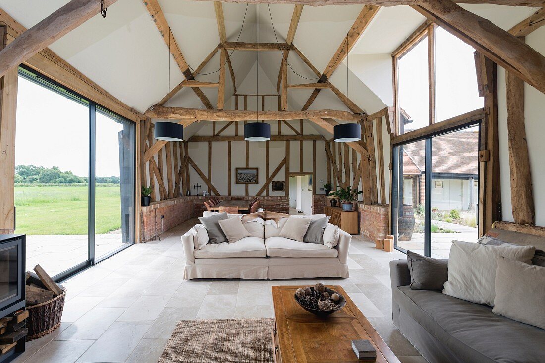 Modern living room in converted attic