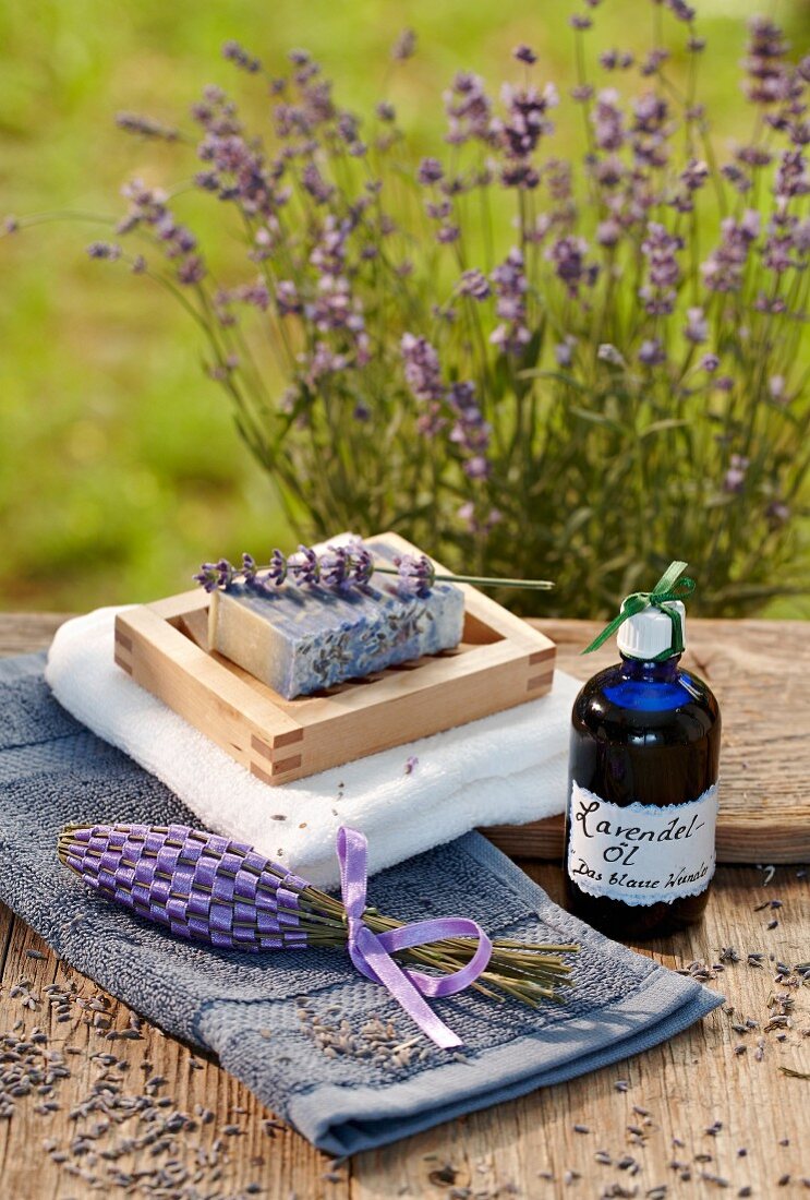 Gifts of lavender soap and lavender oil