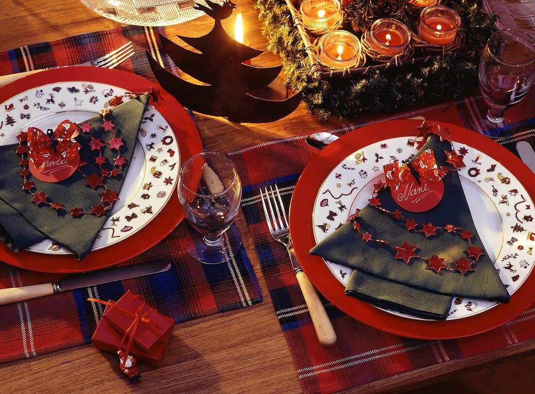 Table Set and Decorated For Christmas