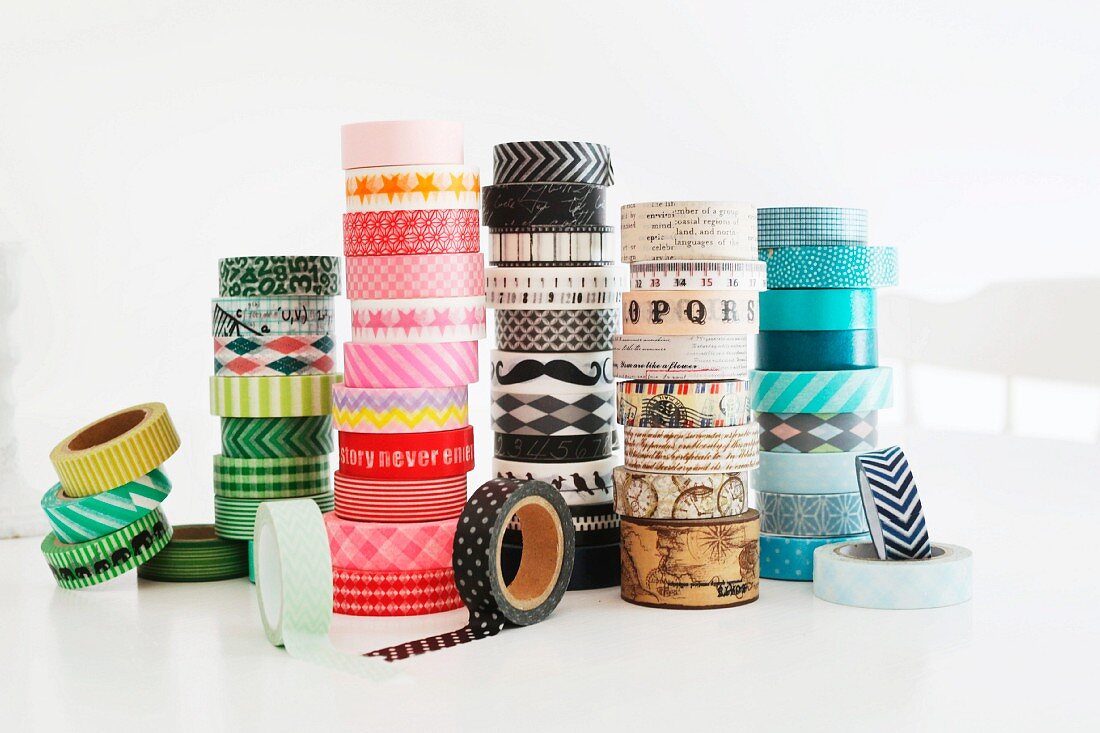 Rolls of washi tape of different patterns