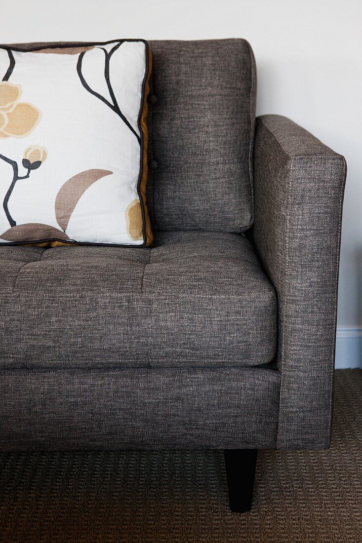 Grey sofa in living room