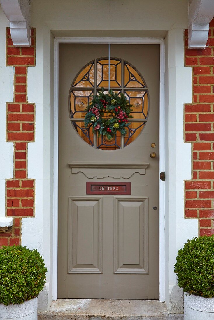 Christmas wreath on front door