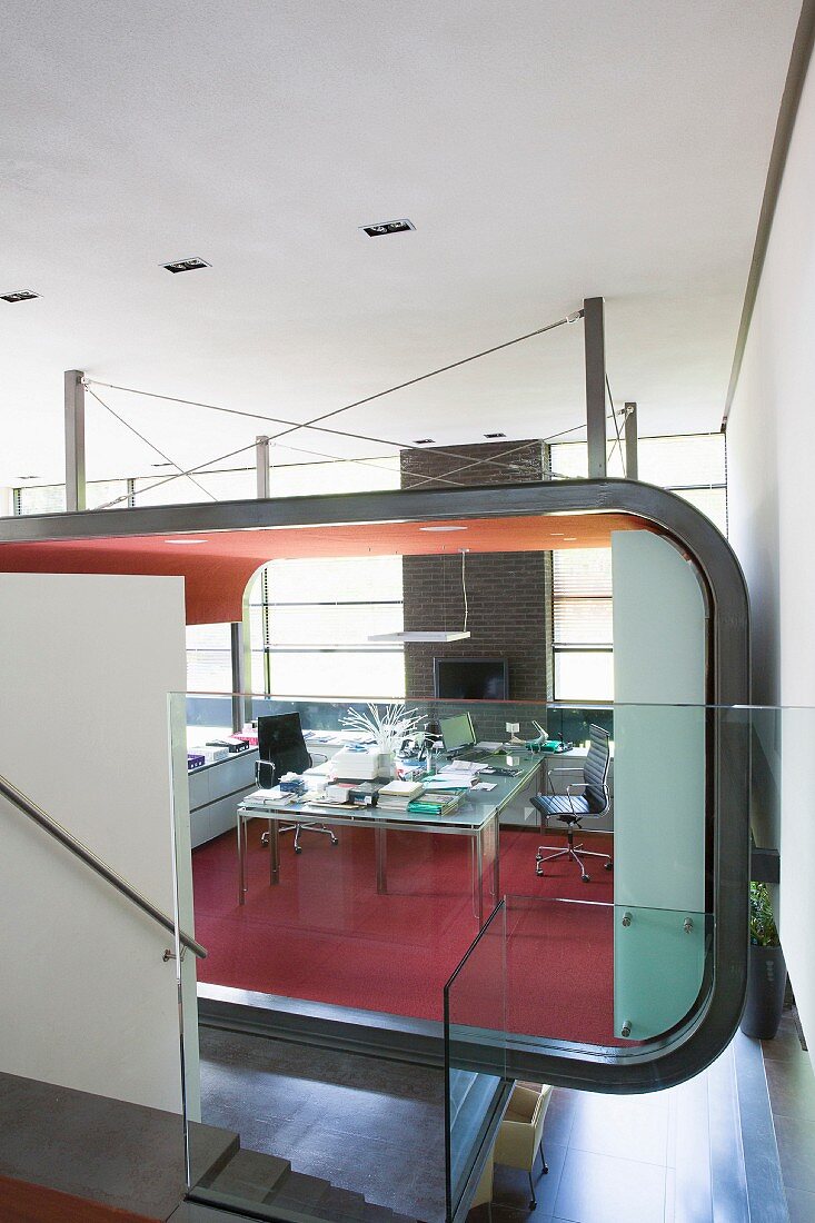 Futurist interior with study area in luxury apartment