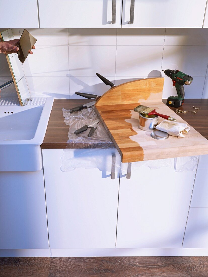 Adding a knife block to a chopping board
