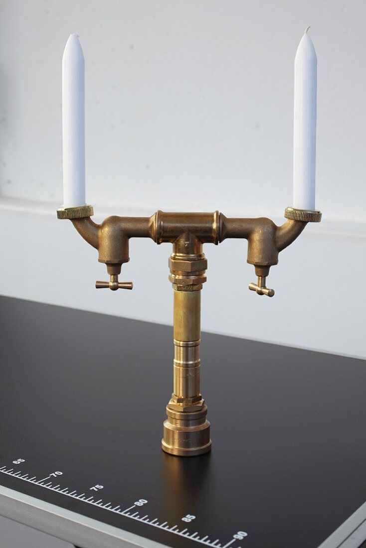 DIY - Kerzenhalter aus Messingrohr und mit Absperrventilen