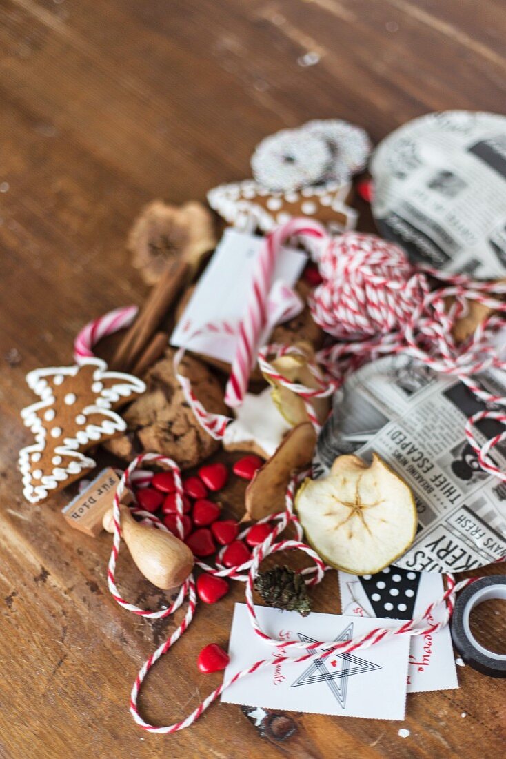 Various utensils for wrapping & decorating Christmas gifts