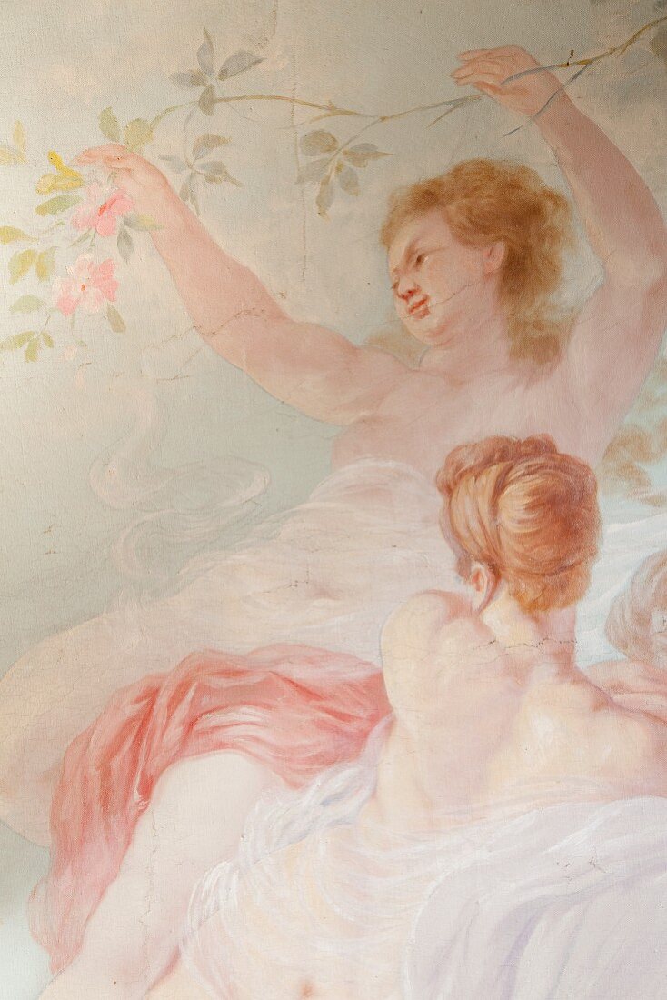 Historisches Gemälde im Barockstil mit romantischen Frauenmotiven