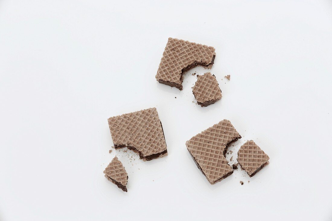 Chocolate wafers with bites taken out